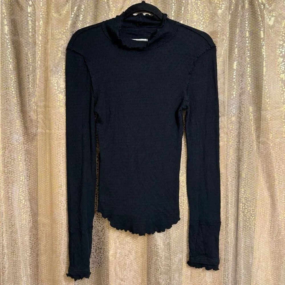 We The Free People Sara Pointelle Turtleneck Stretchy Modal Medium